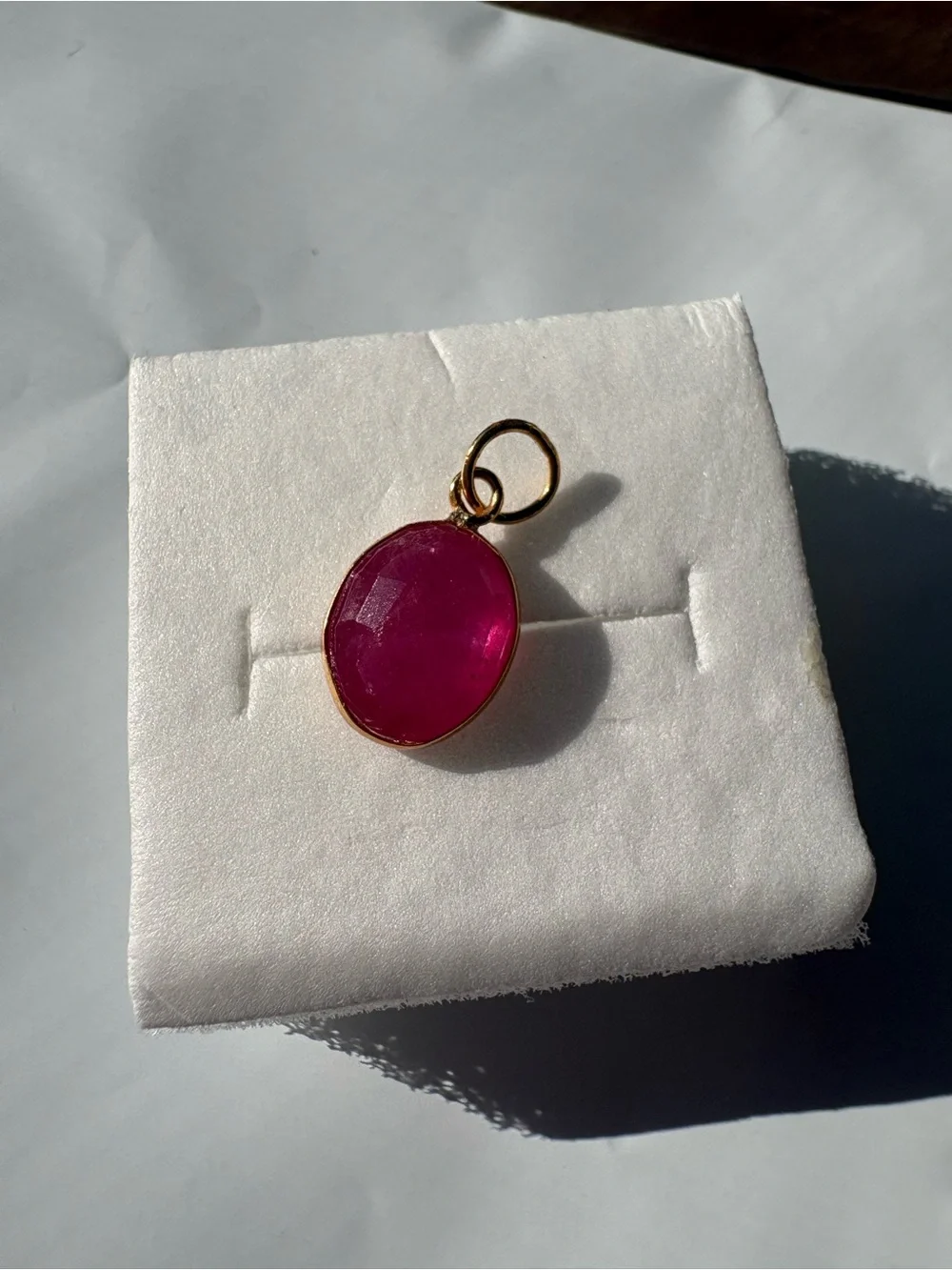 18k gold Ruby Pendant Charm with Gold bail